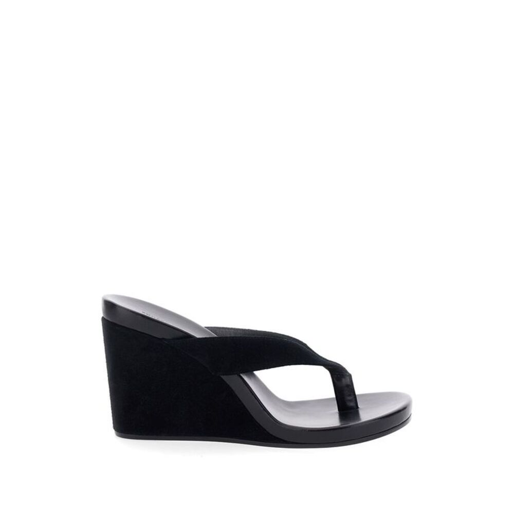 Phoebe Philo Women Round Leather Wedge Sandals